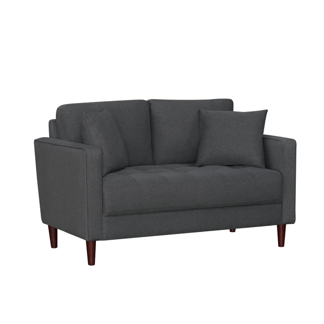 Contemporary Love Seat Gray Fabric Upholstered Plush Cushion Tufted Detail Living Room Furniture 1pc