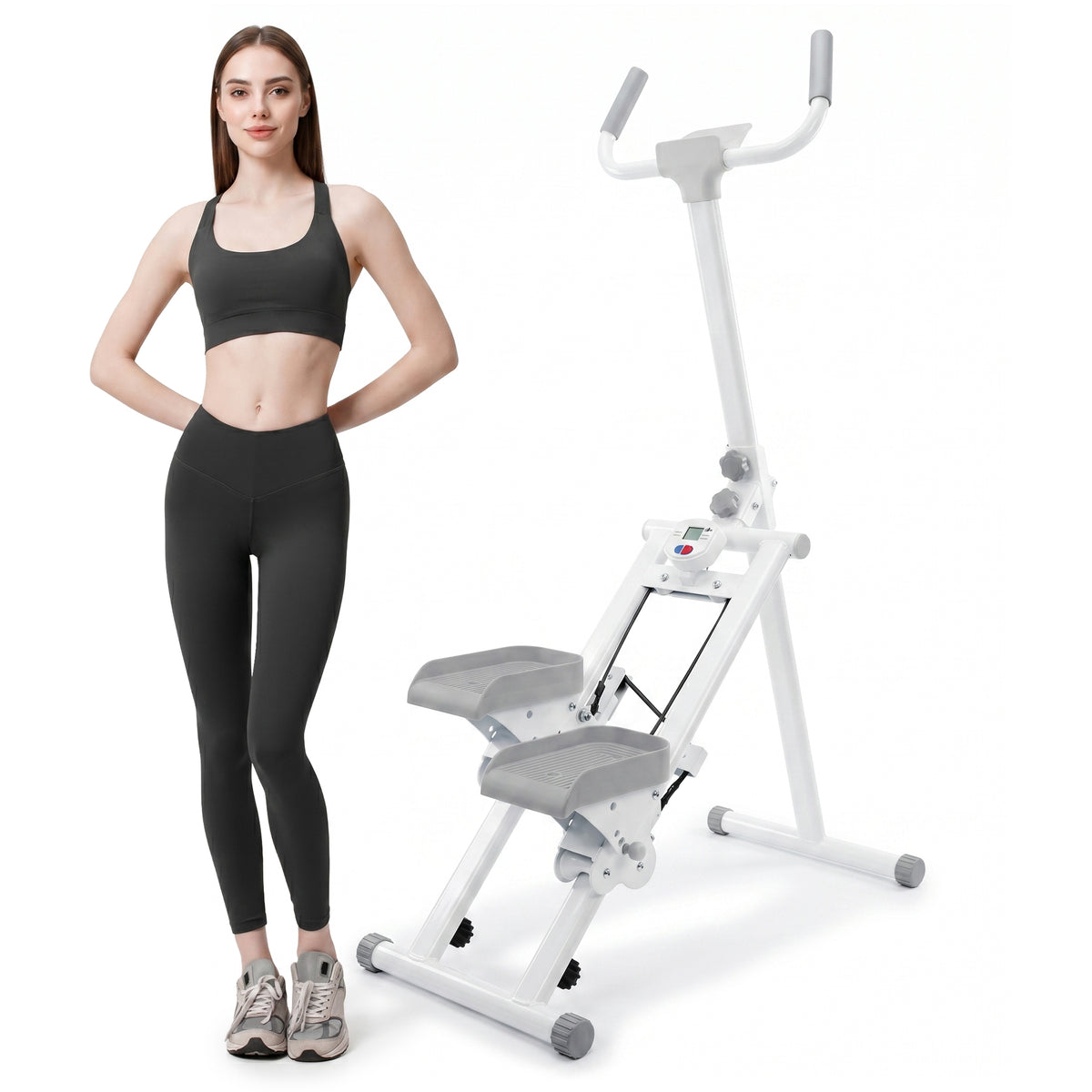 Stair Stepper Machine, Vertical Climber Exercise Equipment with LCD Display, Compact Cardio Step Trainer for Full-Body Home Workouts