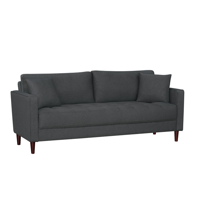 Contemporary Sofa Gray Fabric Upholstered Plush Cushion Tufted Detail Living Room Furniture 1pc