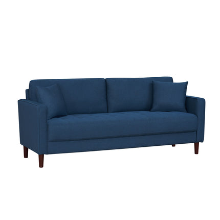 Contemporary Sofa Blue Fabric Upholstered Plush Cushion Tufted Detail Living Room Furniture 1pc
