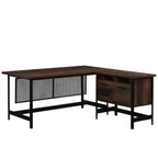 L-shaped Desk, Brown finish