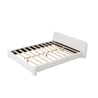 Cozy White Bouce Upholstered Bed - Dreamy Bedroom Addition, QUEEN, Boucle Fabric