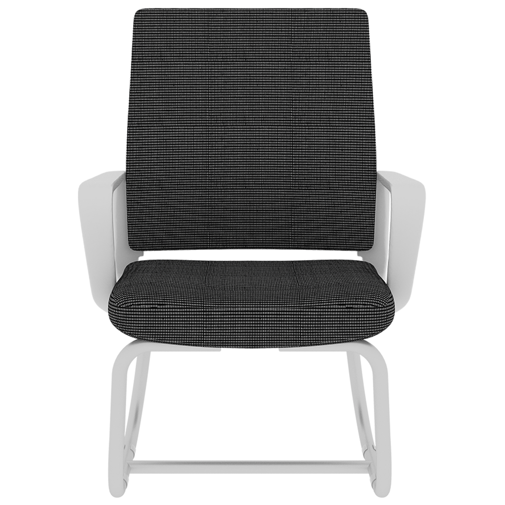 Minimalist Modern Office Chair with Metal Frame, Soft Mesh Backrest, Comfortable Polyurethane Cushion, White+Black, Suitable for Home & Office Use