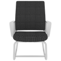 Minimalist Modern Office Chair with Metal Frame, Soft Mesh Backrest, Comfortable Polyurethane Cushion, White+Black, Suitable for Home & Office Use