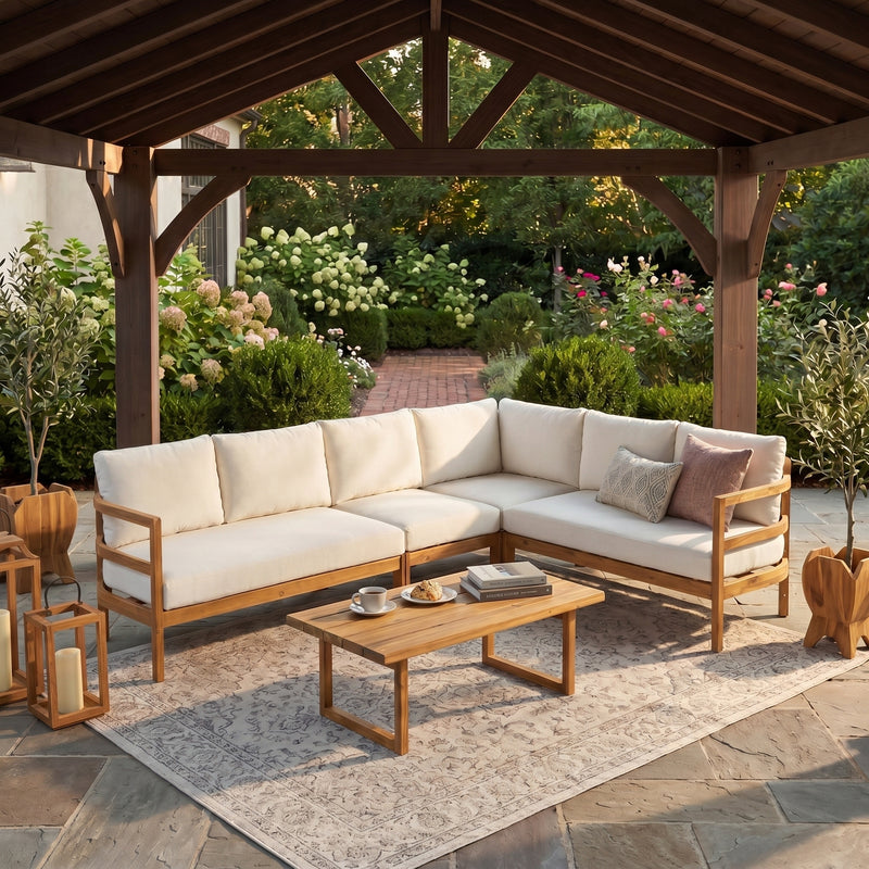 Montauk acacia outdoor sectional set