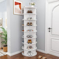 Rotating Shoe Rack Tower, 8-Tier Spinning Storage Rack, Free Standing 360° Revolving Shoe Organizer, Holds 32 Pairs of Shoes (8-Tier,White)