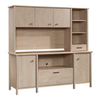 Modern Home Office Credenza with Hutch Bundle, Brown