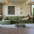 135' Cloud Sectional Couch with L-Shape Chaise,Modern Modular Sofa with Deep Seat, Upholstered Couches for Living Room Bedroom,No Assembly Required, (Plush Corduroy Fabric),Green