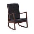 Raina Dark Brown Synthetic Leather & Espresso Finish Rocking Chair with Foam Cushioning, 220lb Capacity