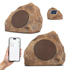 Homewell Solar Rock Speakers - Outdoor Waterproof Speakers Bluetooth Wireless - Weatherproof Landscape Speakers for Pool Patio Deck Backyard Garden - Year Round Out Door Speakers (2-Pack Brown)