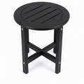 Black HDPE Round Outdoor Side Table, 16 in. Dia. x 18 in. H, All-Weather Patio End Table