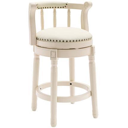 Bar Stools Seat Height 26'' Leather Wooden Bar Stools(WHITE 1pc)