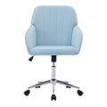 TY Ergonomic Office Chair in Baby Blue Velvet with Adjustable Backrest and Silver Base, Ideal for Home Bedroom and Long Sitting