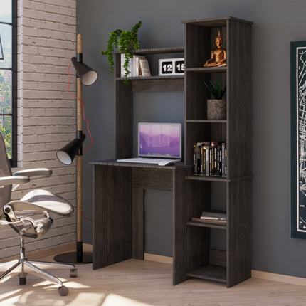 Aramis Desk, Five Shelves, Two Superior Shelves, Smokey Oak