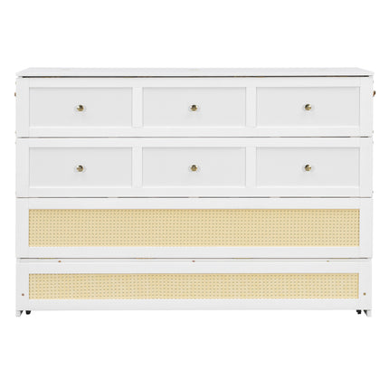 Queen Murphy Bed with Large Drawers,White (OLD SKU: LP000678AAK)