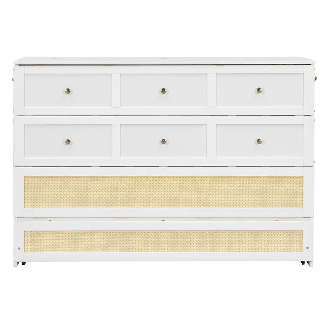 Queen Murphy Bed with Large Drawers,White (OLD SKU: LP000678AAK)