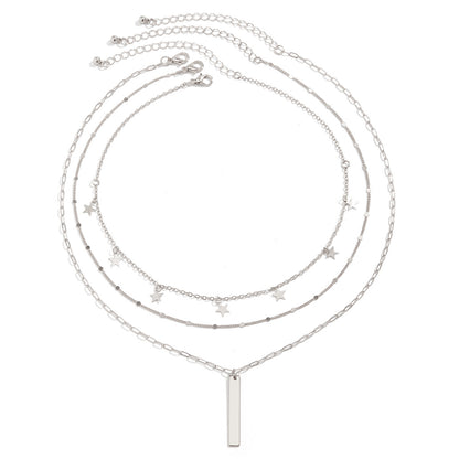 Women's Simple Slim Chain Multi-layer Imitation Pearl Necklace