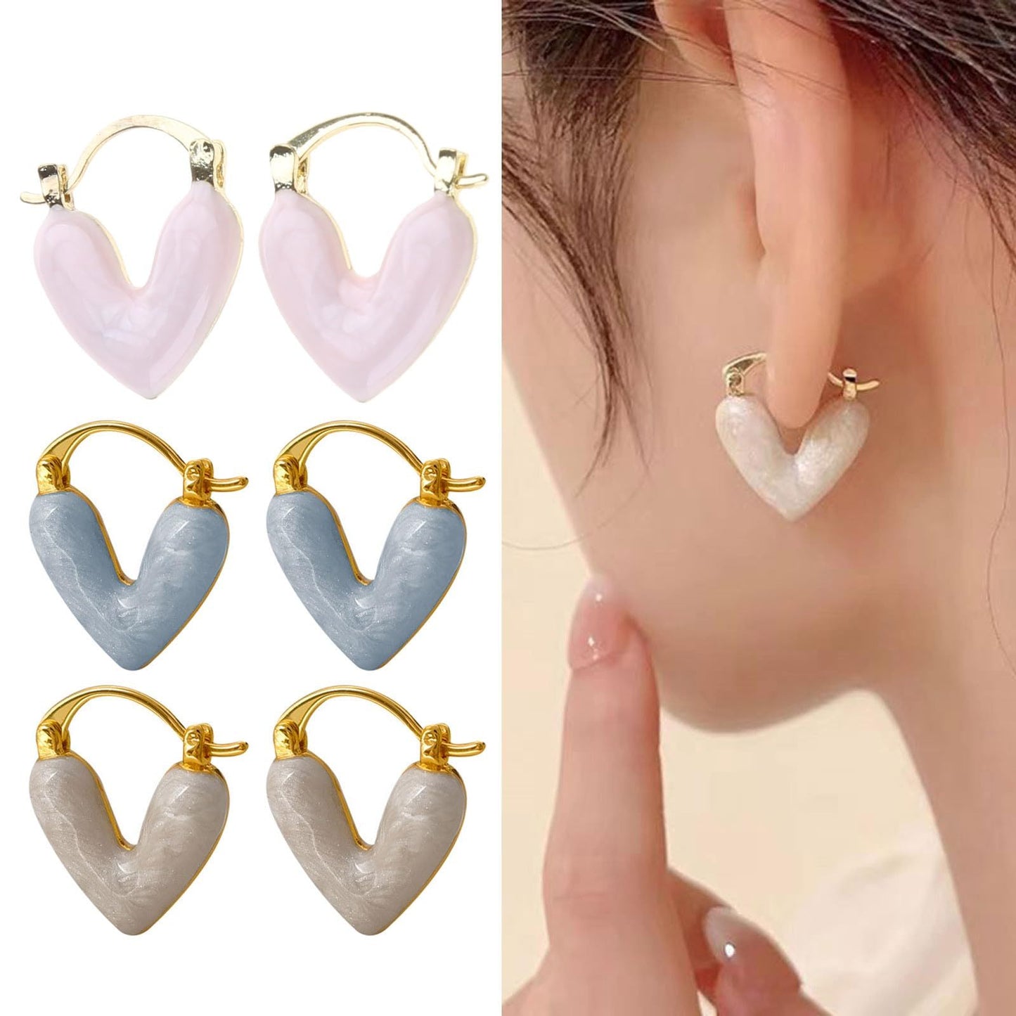 Fashion Jewelry Heart Pendant Drop Earrings For Women Summer Trinket Luxury Jewelry Vacation Accessories Enamel Earring