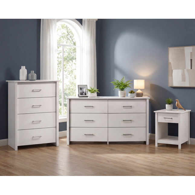 Seraphiel 3 Piece White Bedroom Set with Dresser, Chest & Nightstand, Modern Wood Storage Furniture Set with Drawers