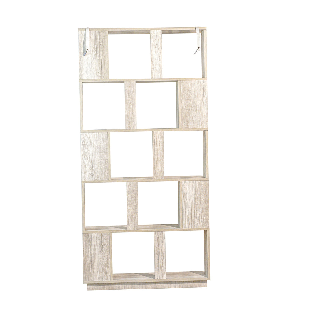 Modern 5-Tier Open Storage Bookcase in Light Gray MDF Wood, 31.5' L x 64.56' H Free Combination Shelving for Living Room Office Bedroom Decor Organizer