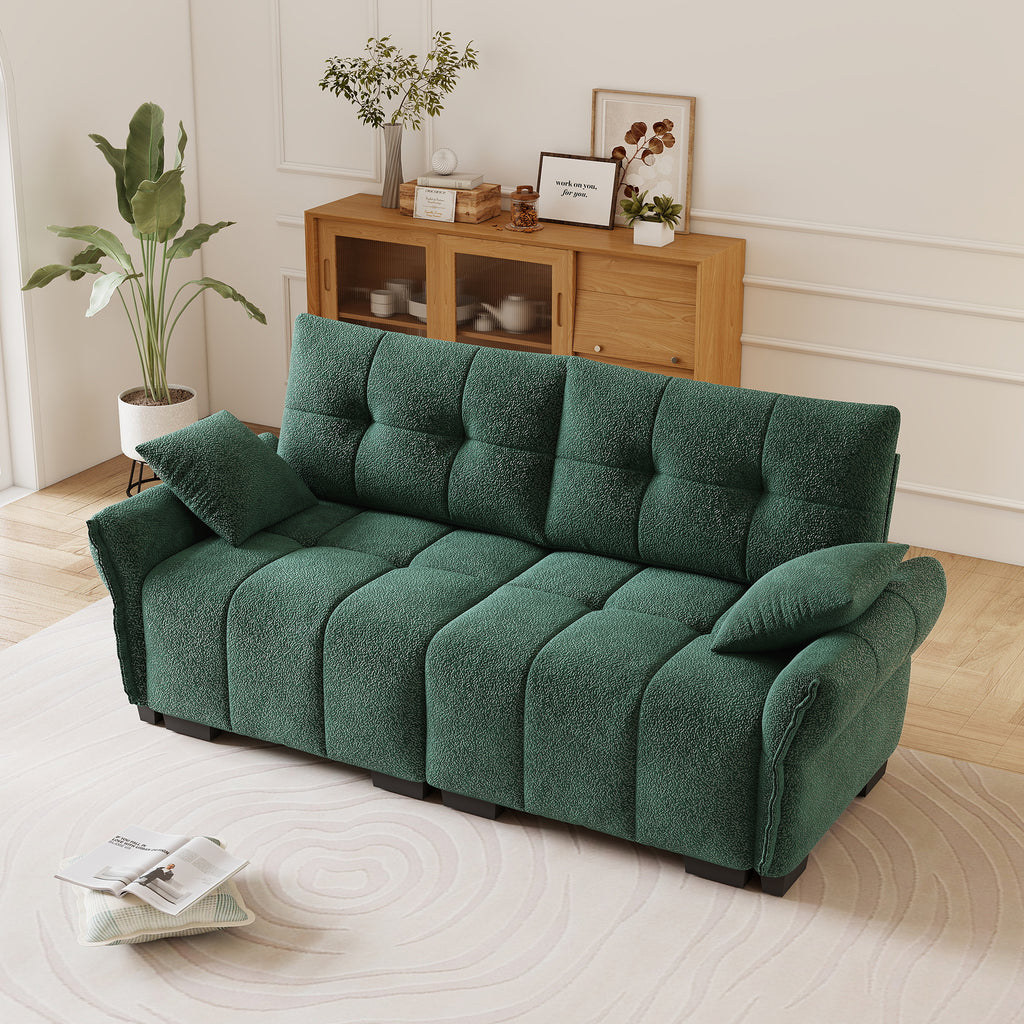Premium Two-Seater Sofa - Ergonomic Design with High-Resilience Foam Cushions, Modern Chenille Fabric Upholstery for Living Room, Lounge, Office Space, Green