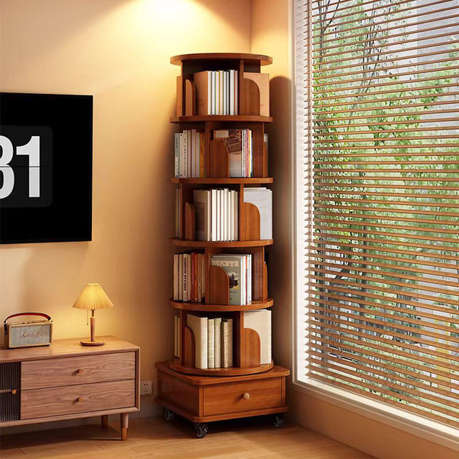 Rotating Bookcase with 6 Tier Bookcase with Wheels