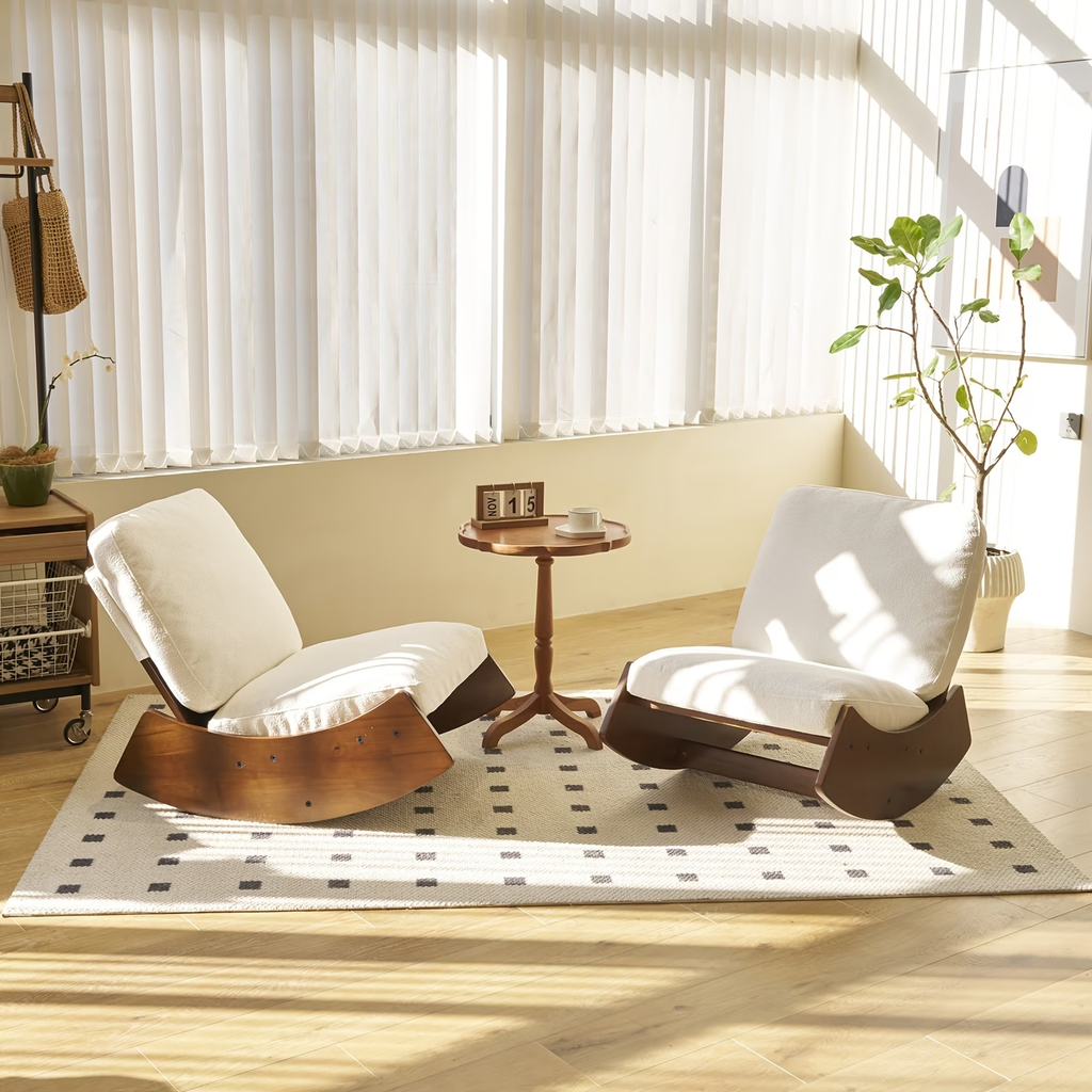 Comfortable Glider Rocking Chair, High-Quality Upholstery Glider Chair, Solid Wood Frame, Perfect for Multiple Settings Accent Reading Chair for Bedroom,Living Room,Set of 2