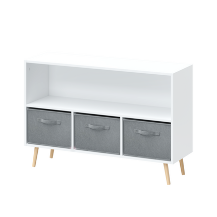 Kids Bookcase with Collapsible Fabric Drawers with Toy Storage Cabinet