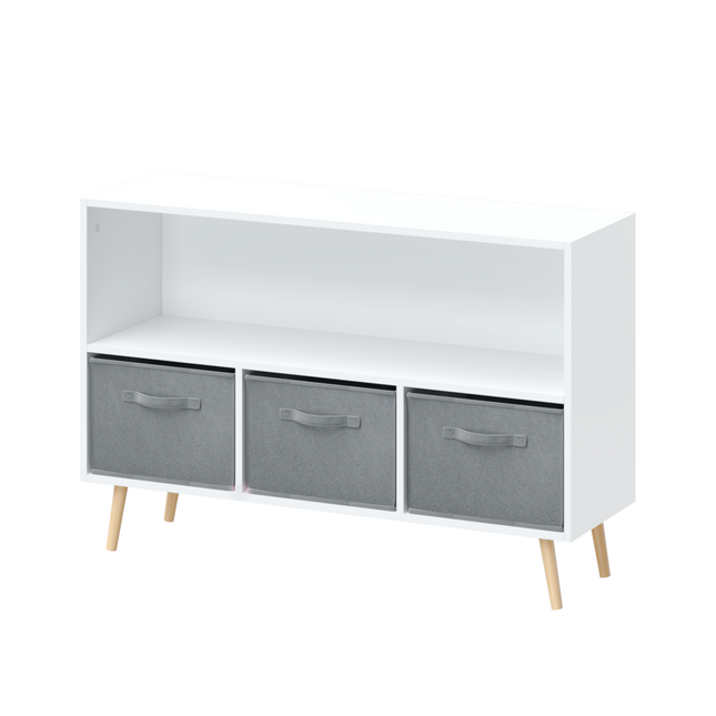 Kids Bookcase with Collapsible Fabric Drawers with Toy Storage Cabinet