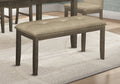 Bench, 44' Rectangular, Dining Room, Entryway, Kitchen, Hallway, Upholstered, Wood, Brown Fabric, Grey Solid Wood, Transitional
