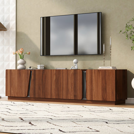 U-Can Modern Storage Cabinet with Rounded Corners, Marble Contrast Top & Adjustable Interior Shelves