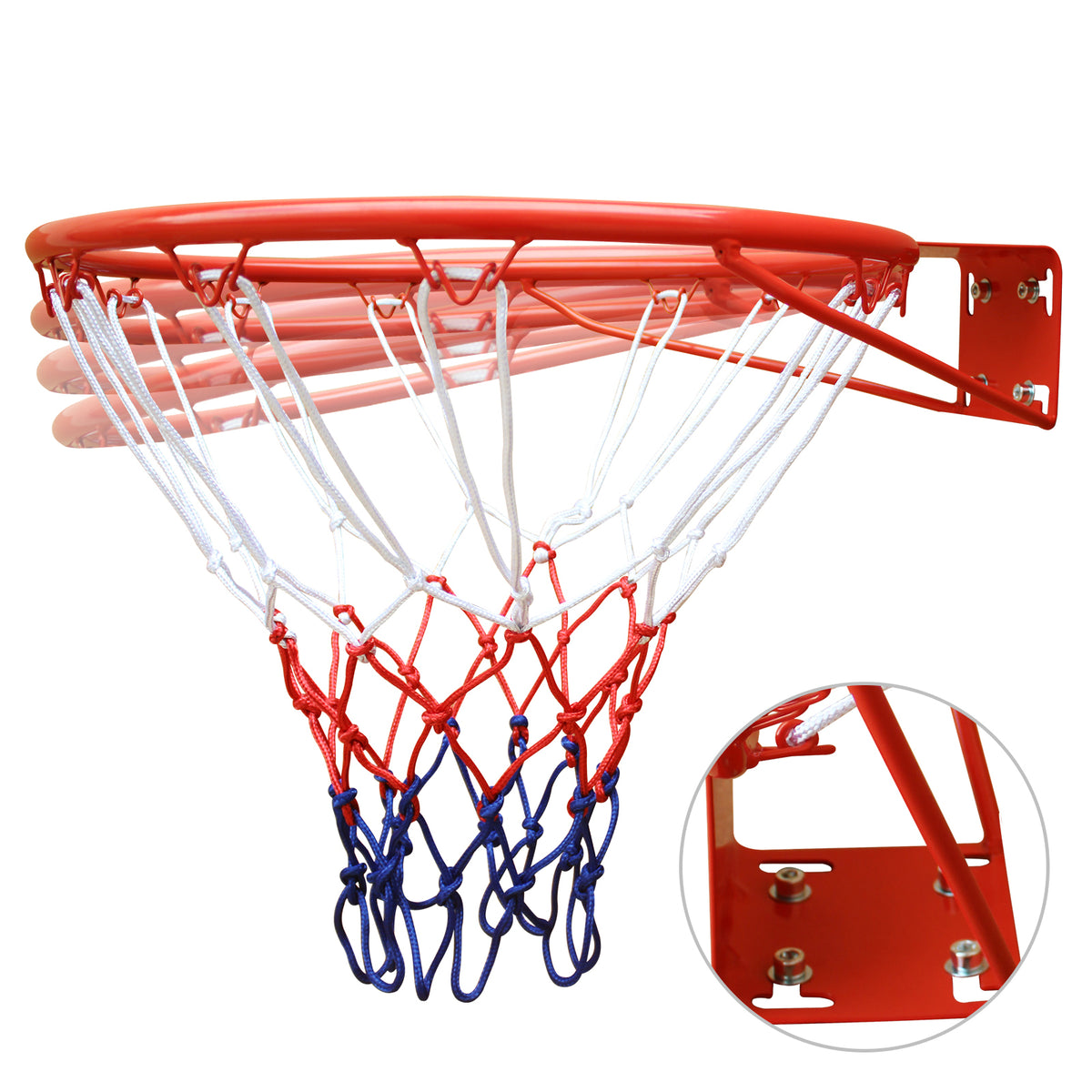 DOUBLE FISH 18-inch Orange/Black Basketball Hoop, Basketball Net with Ring, Net and Bracket, Professional Size Weather-Resistant Basketball Ring, Suitable for Wall-Mounted, School Playground