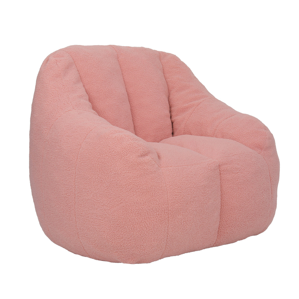 Comfy Bean Bag Chair with Memory Foam Filler – Tufted Soft Stuffed Bean Bag Sofa for Dorm, Apartment, or Living Room – Pink
