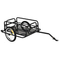 Aosom Bike Cargo Trailer for Hefty Loads, Foldable Compact Storage, Universal Hitch, Bike Wagon Bike Trailer Bicycle Cargo Trailer Bike Attachment with 16' Wheels, Heavy-Duty, Black
