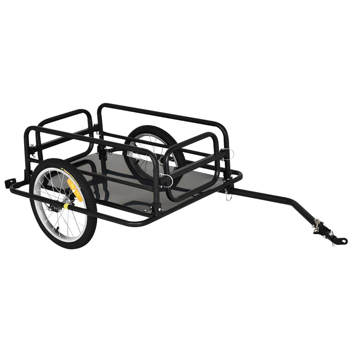 Aosom Bike Cargo Trailer for Hefty Loads, Foldable Compact Storage, Universal Hitch, Bike Wagon Bike Trailer Bicycle Cargo Trailer Bike Attachment with 16' Wheels, Heavy-Duty, Black