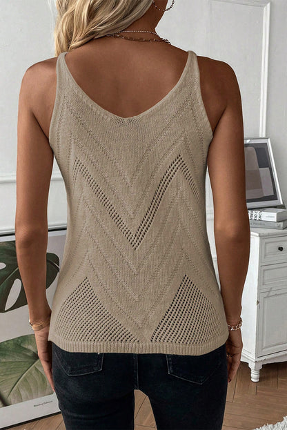 Parchment Chevron Pointelle Knit Cami Top - Eloy Royal