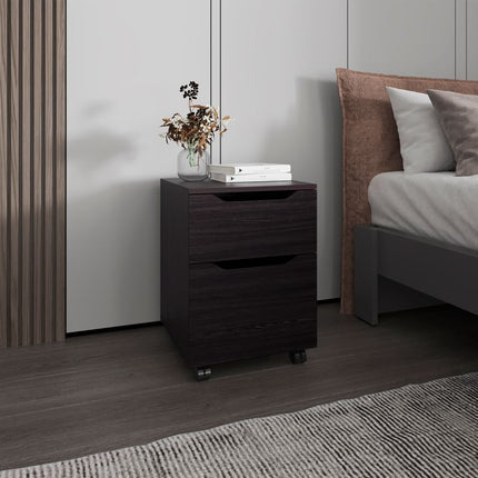 Ocala Set of 2 Nightstands: Modern Bed Set with Storage Drawer & Shelf, Wenge