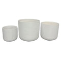 Kena Planter Set of 3, White Ceramic, Ribbed Texture Pots, 12 10 8 Inch