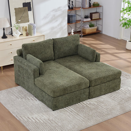 63.39' Wide Combination Sofa Bed With Cushions, Featuring Soft Chenille Upholstery, Sturdy Metal Legs, And Strong Load-Bearing Capacity. Suitable For Living Rooms, Bedrooms, And Apartments.Green
