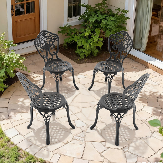 Cast Aluminum Patio Dining Chair 4PCS With Black Frame