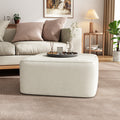Upholstered Square Ottoman,Cream