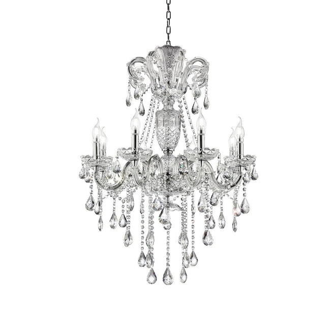 37 in In Eilish Silver Crystal 8-Led Light Chandelier