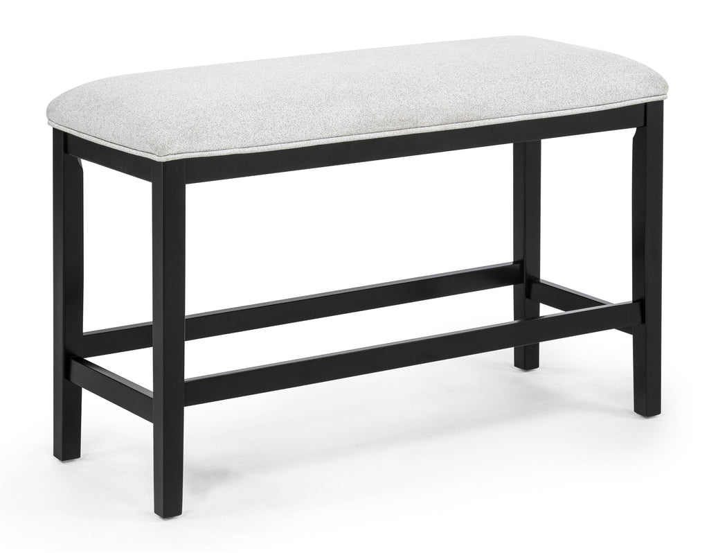 1pc Light Gray Upholstered Counter Height Bench Soft Neutral Tone Dark Finish Legs Wooden Dining Room Furniture