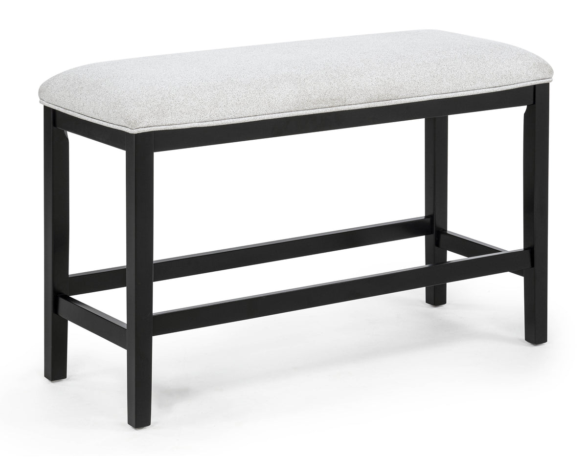 1pc Light Gray Upholstered Counter Height Bench Soft Neutral Tone Dark Finish Legs Wooden Dining Room Furniture