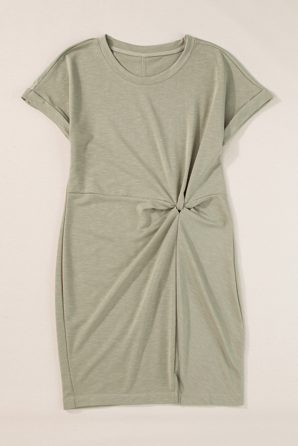 Laurel Green Folded Sleeve Twisted Mini T-Shirt Dress - Eloy Royal