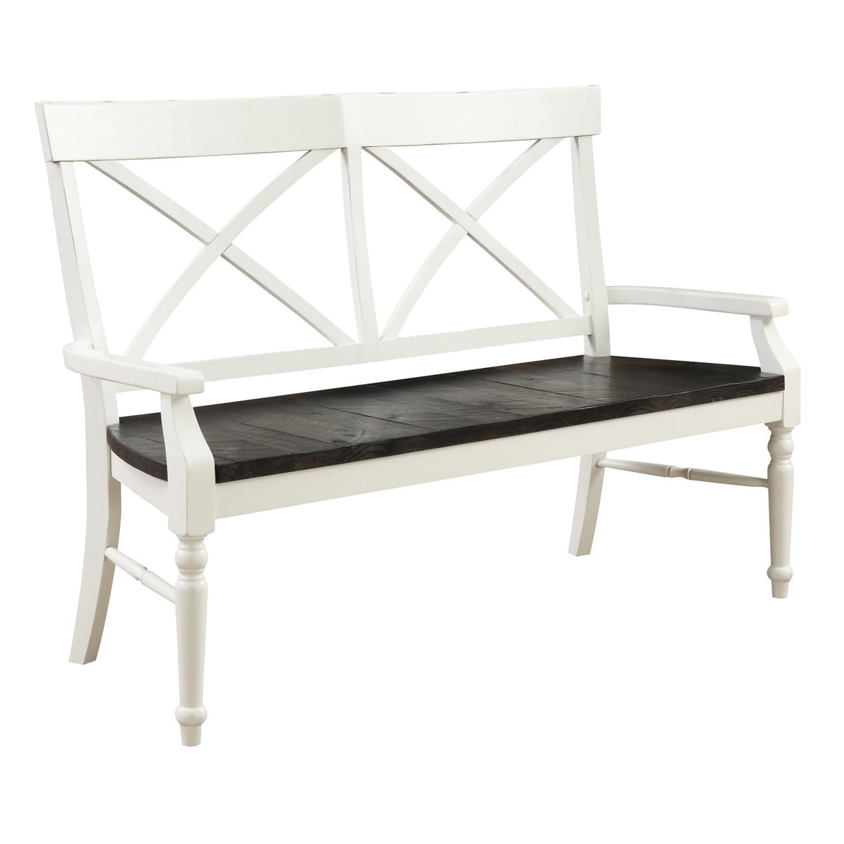 Wallace & Bay Mountina Brown and White Solid Wood Bench with Country Style Design
