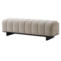 Indoor Dining Bench in Oatmeal Chenille Fabric with Rubber Wood Legs, Comfortable Seating for Dining Room or Living Area
