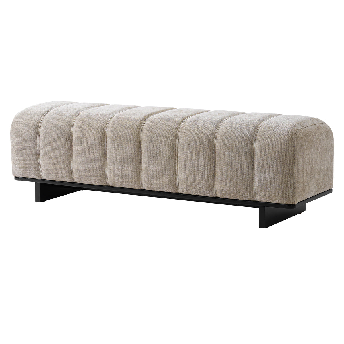 Indoor Dining Bench in Oatmeal Chenille Fabric with Rubber Wood Legs, Comfortable Seating for Dining Room or Living Area