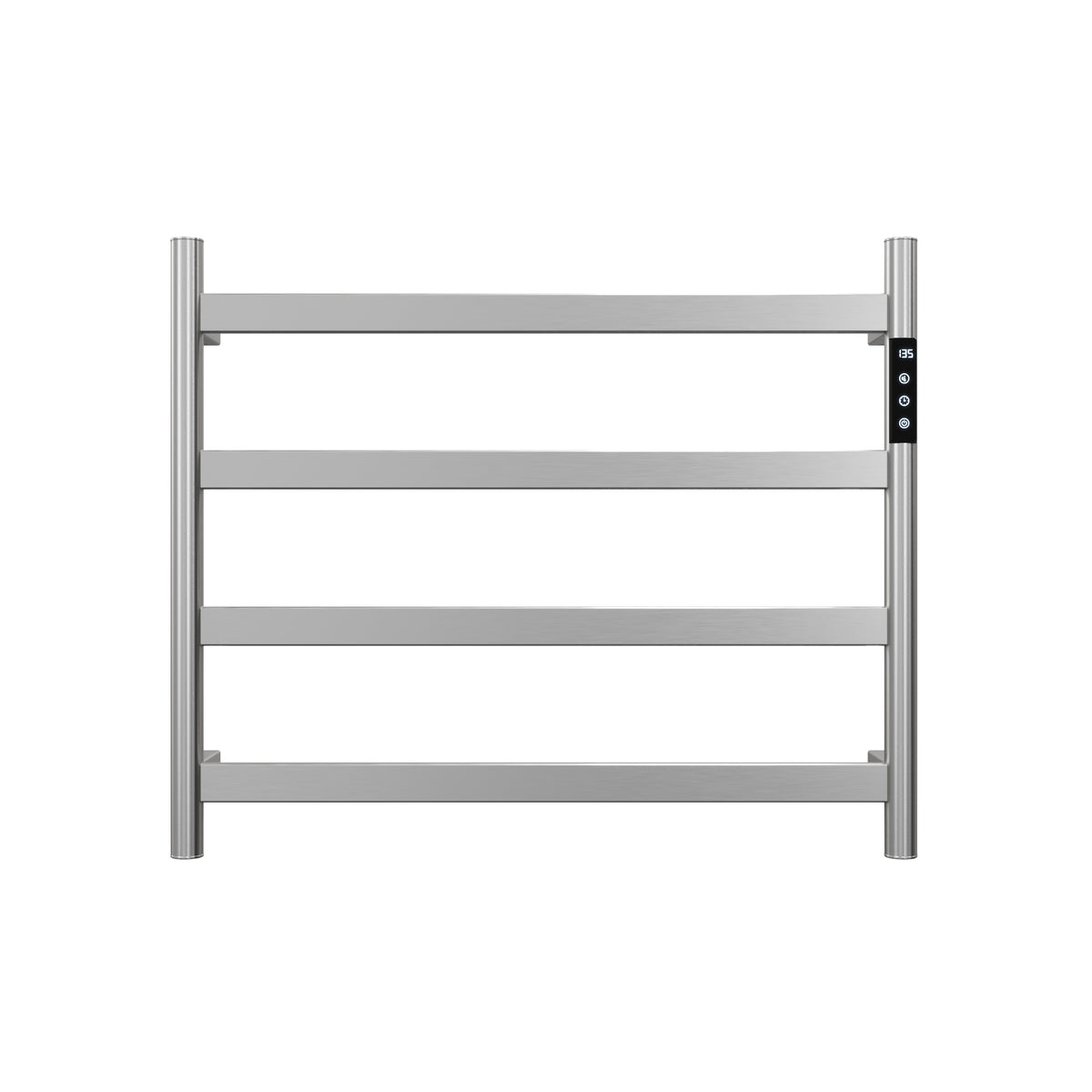 22.5' Brushed Nickel Heated Towel Rack for Bathroom,Wall Mounted with Intelligent Touch Screen Timer, 4-Bar Towel Warmer, 304 Stainless Steel Polished, Plug-in/Hard-Wired