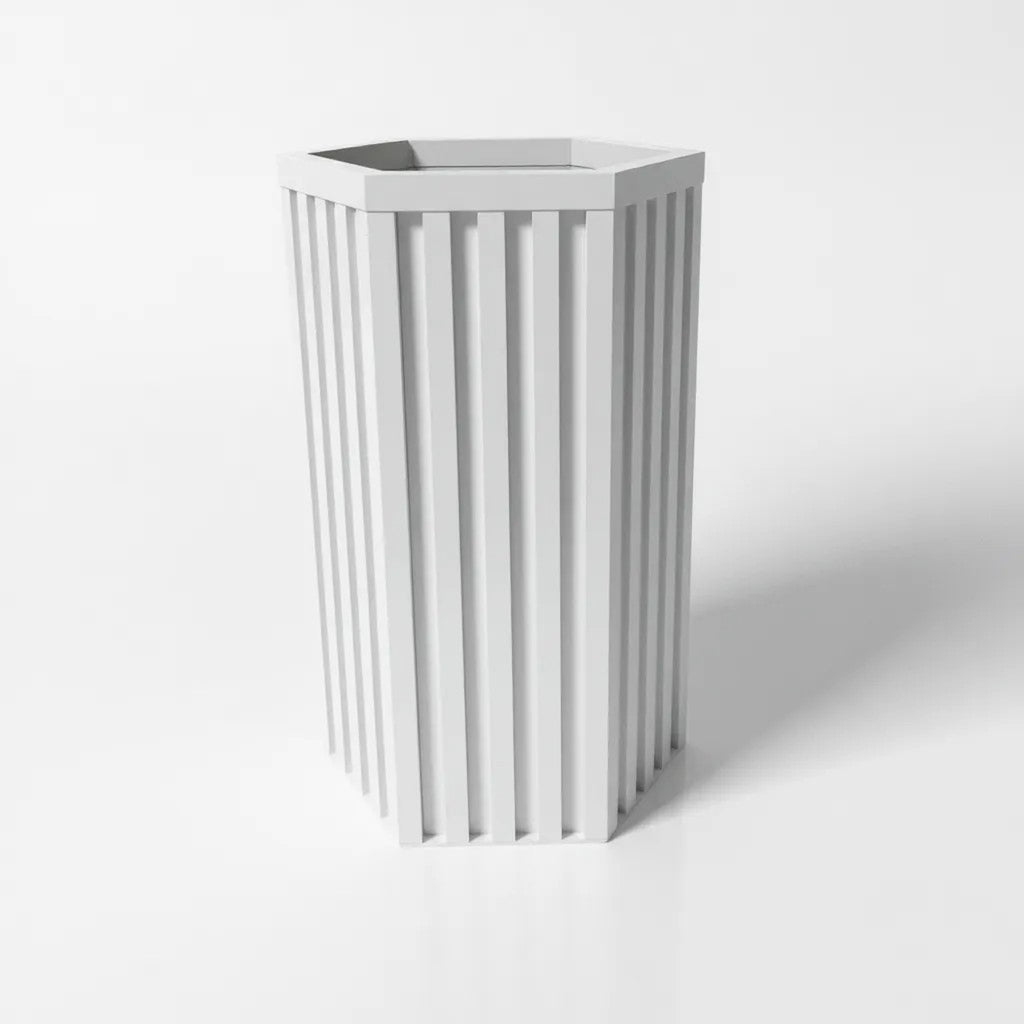 Hexagon Column Planter MD - White